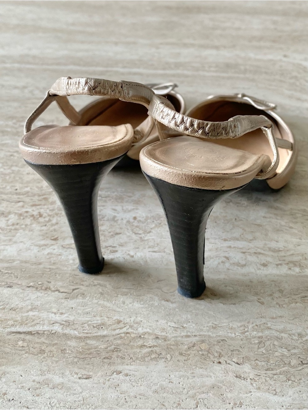 Vintage Chanel CC Bow Cap Toe Slingback Heels - Picture 7 of 10